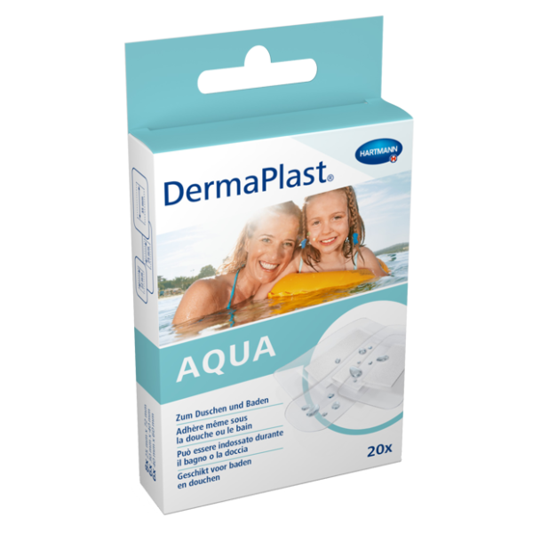 DermaPlast® Aqua Pflaster wasserfest Family Packung Strips, einzeln verpackt 3 Grössen, assortiert