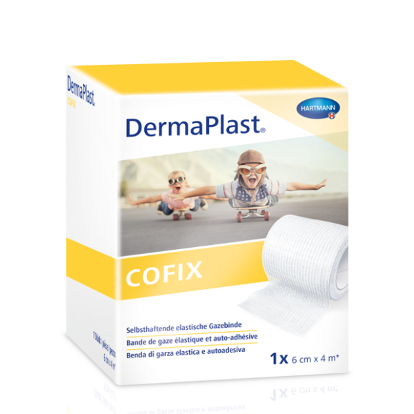 DermaPlast® CoFix Selbsthaftende Binde Faltschachtel, weiss 4 m x 6 cm