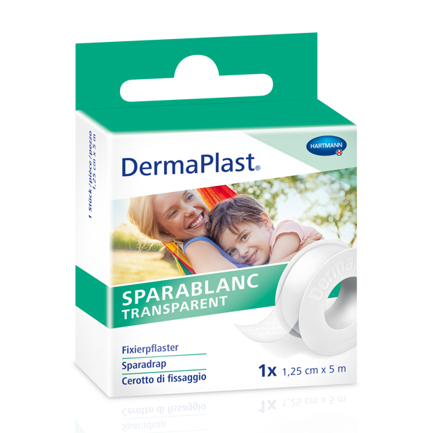 DermaPlast® Sparablanc Transparent Fixierpflaster Clipdose 5 m x 1.25 cm