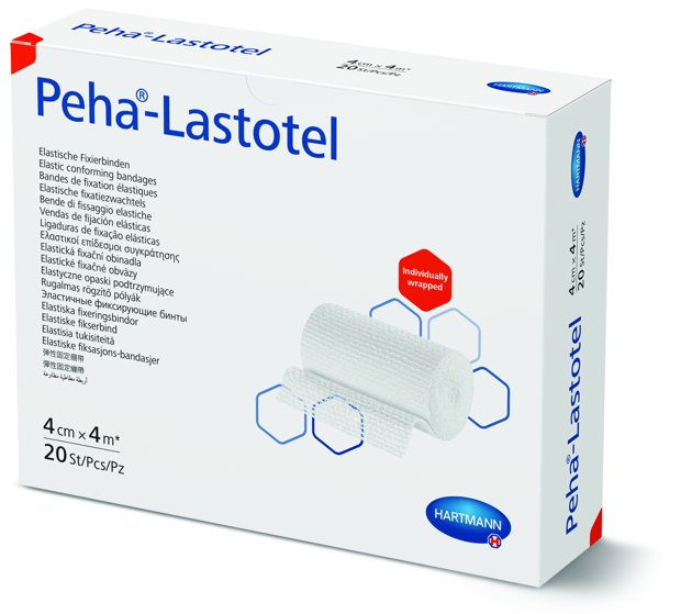 Peha® Lastotel weiss, einzeln verpackt in Cellophan 4cm x 4m P20